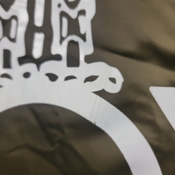 Boy London Jacket Bomber Flight Mens XL Full Zip Graphic Logo Dark Olive *Flaw - Picture 14 of 16